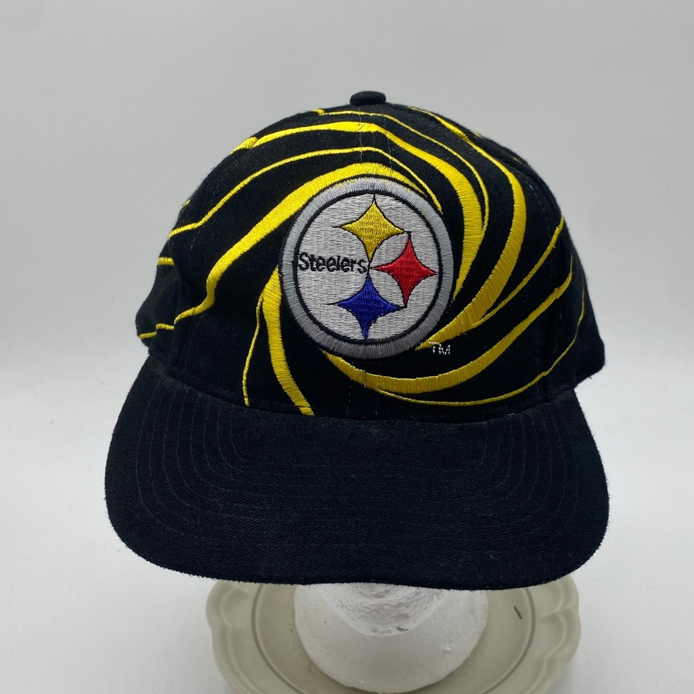 Vintage Pittsburgh Steelers Drew Pearson Swirl Snapback Hat Black Yellow NFL